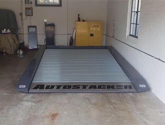 Lowered Autostacker Parking Lift in a Garage